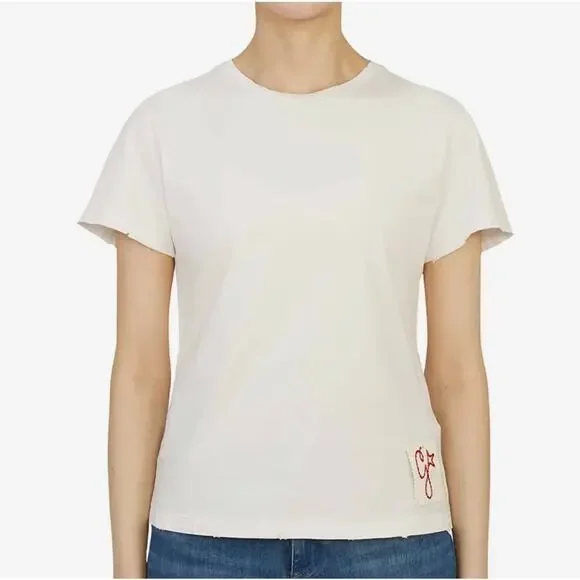 NWOT Golden Goose Distressed Embroidered Logo Patch Crewneck T-Shirt Size Medium - Picture 2 of 16